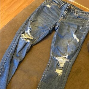 Distressed Blue Jeans